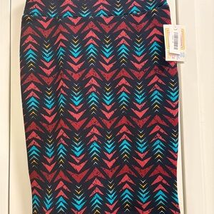 Red and Blue Midi Pencil Skirt for Cocktail Events